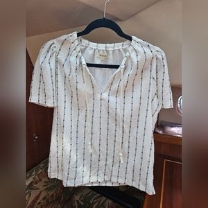 Madewell blouse with embroidered pinstripe